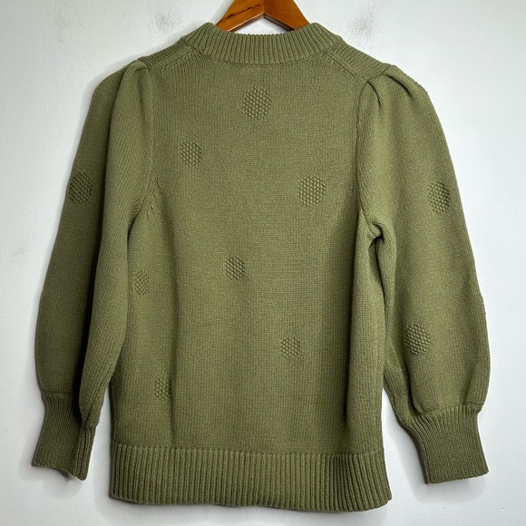 Madewell Dotted Eaton Puff-Sleeve Pullover Sweater in Cotton-Merino Yarn Size S - Picture 8 of 14